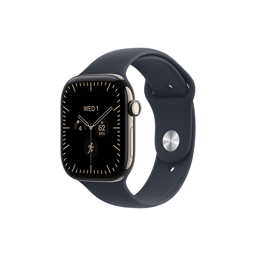 Apple Watch S12 Cellular 42mm Natural Titanium Case with Navy Blue Sport Band - S/M