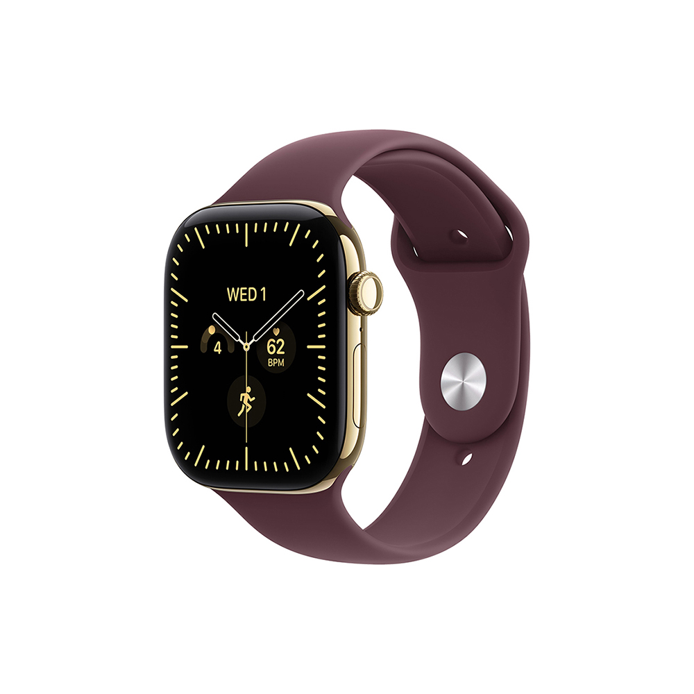 Apple Watch S12 Cellular 42mm Radiant Gold Titanium Case with Burgundy Sport Band - S/M