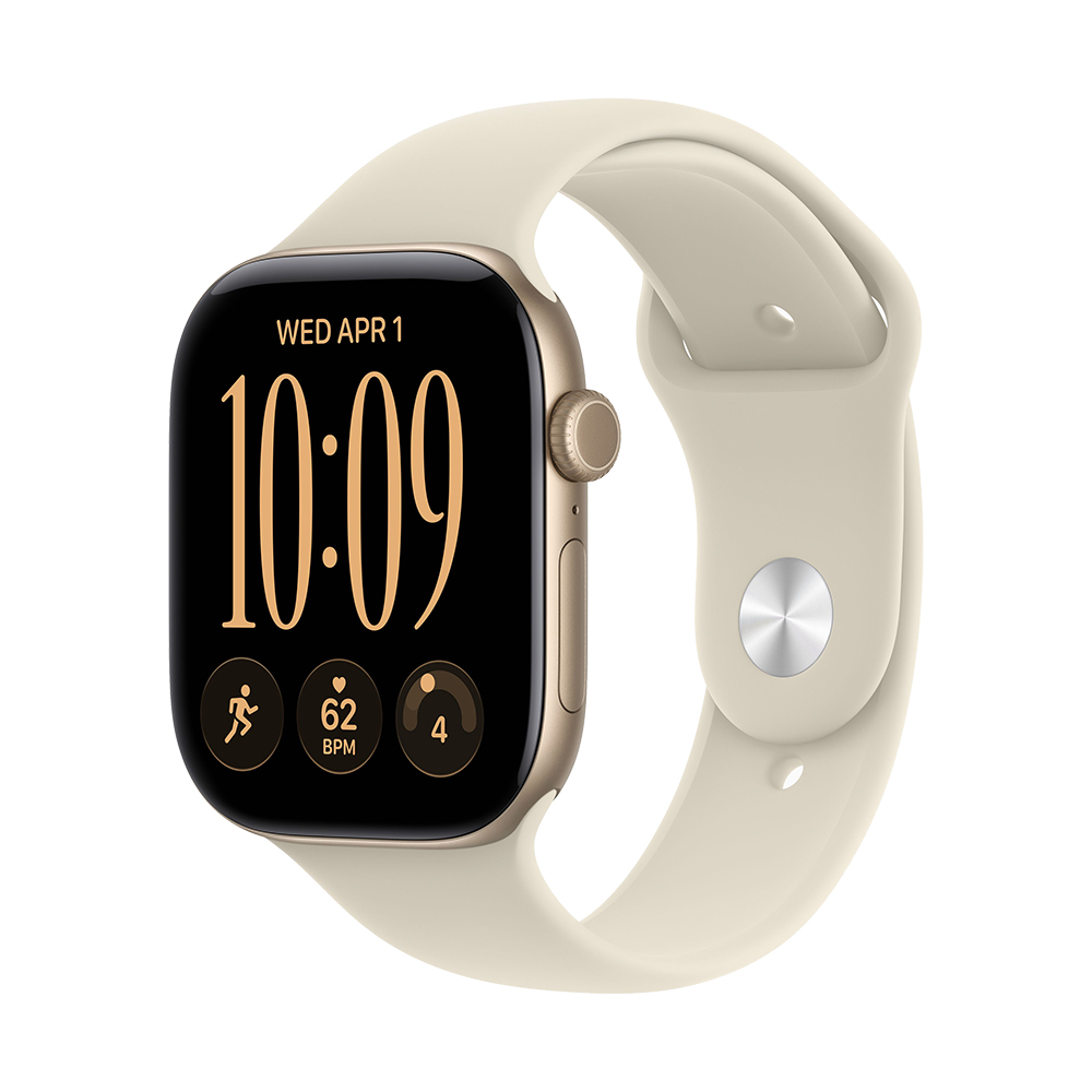 Apple Watch S12 Cellular 46mm Light Gold Aluminium Case with Sand Sport Band - S/M