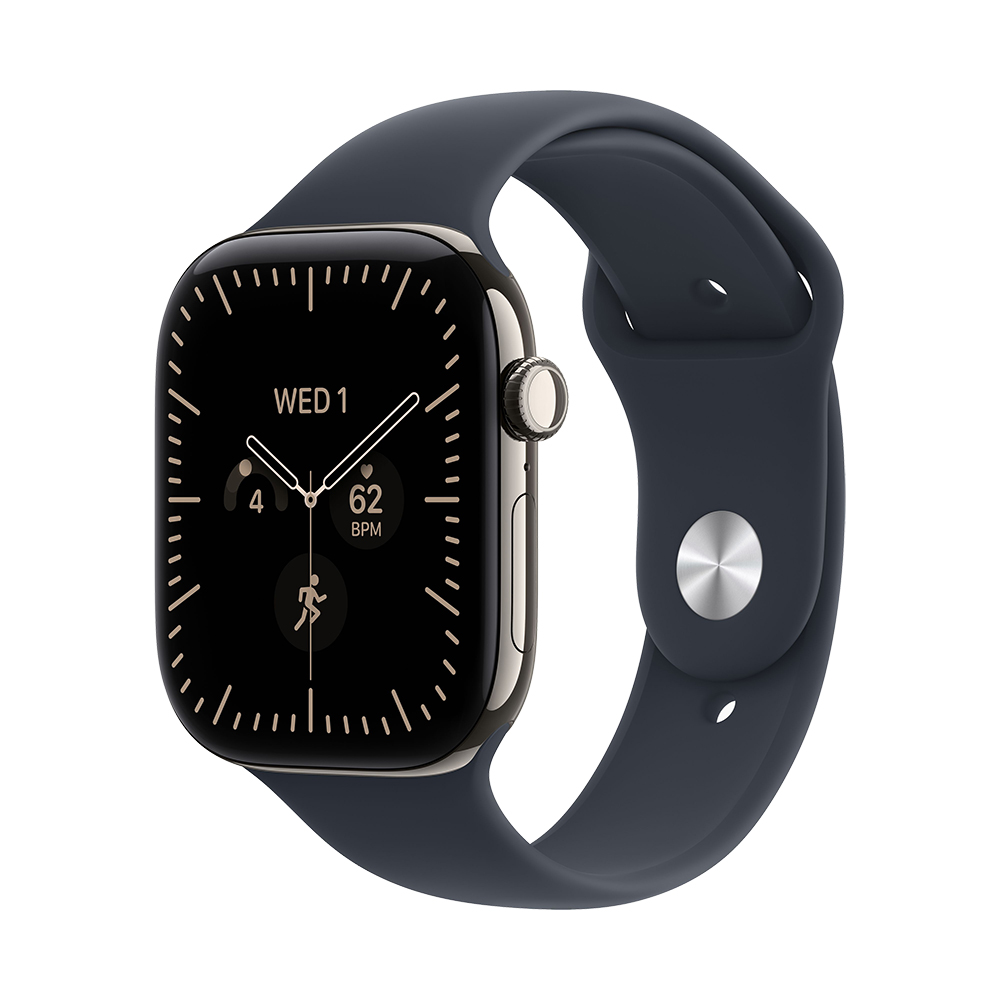 Apple Watch S12 Cellular 46mm Natural Titanium Case with Navy Blue Sport Band - M/L