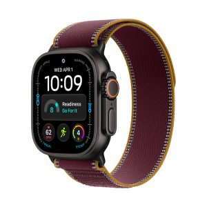 Apple Watch Ultra 4 Cellular 49mm Black Titanium Case with Burgundy Trail Loop - S/M