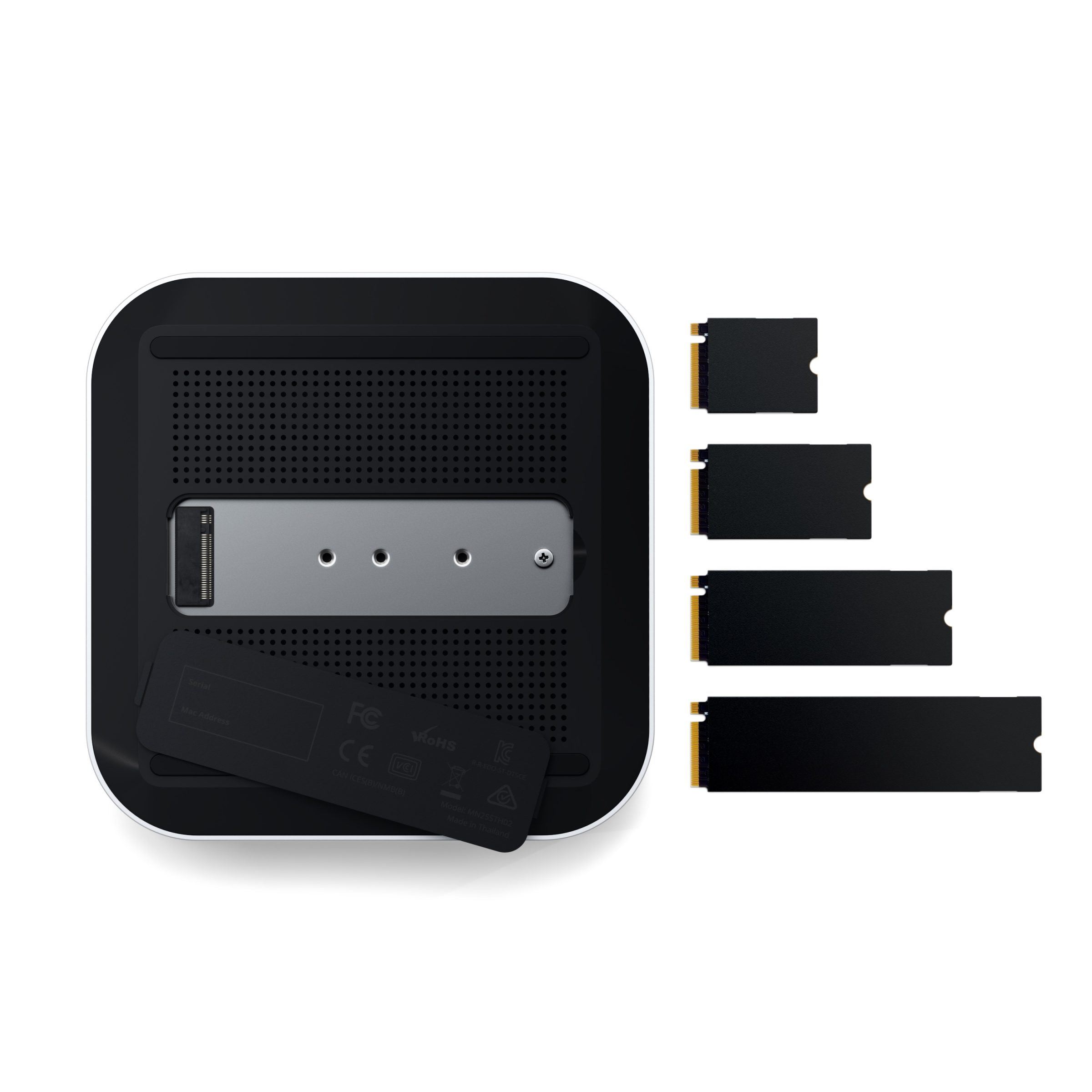 Satechi Thunderbolt 5 CubeDock with SSD Enclosure (3xTBT 5 Downstream Ports, TBT 5 Host Port 140W,2x USB-C 3.2, 2x USB-A 3.2, 2.5 Gigabit Ethernet,SD & microSD Reader,M.2 NVMe SSD Enclosure,Active Cooling) - EU - Silver - Slika 7